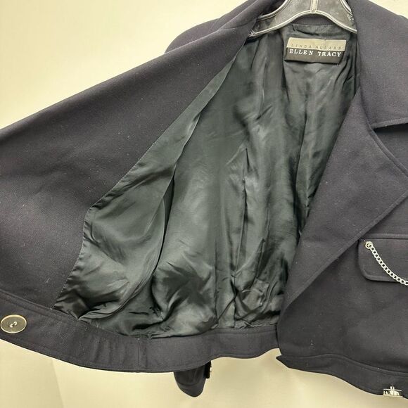 Ellen Tracy Black Bomber Jacket with Silver Accents - Picture 11 of 15